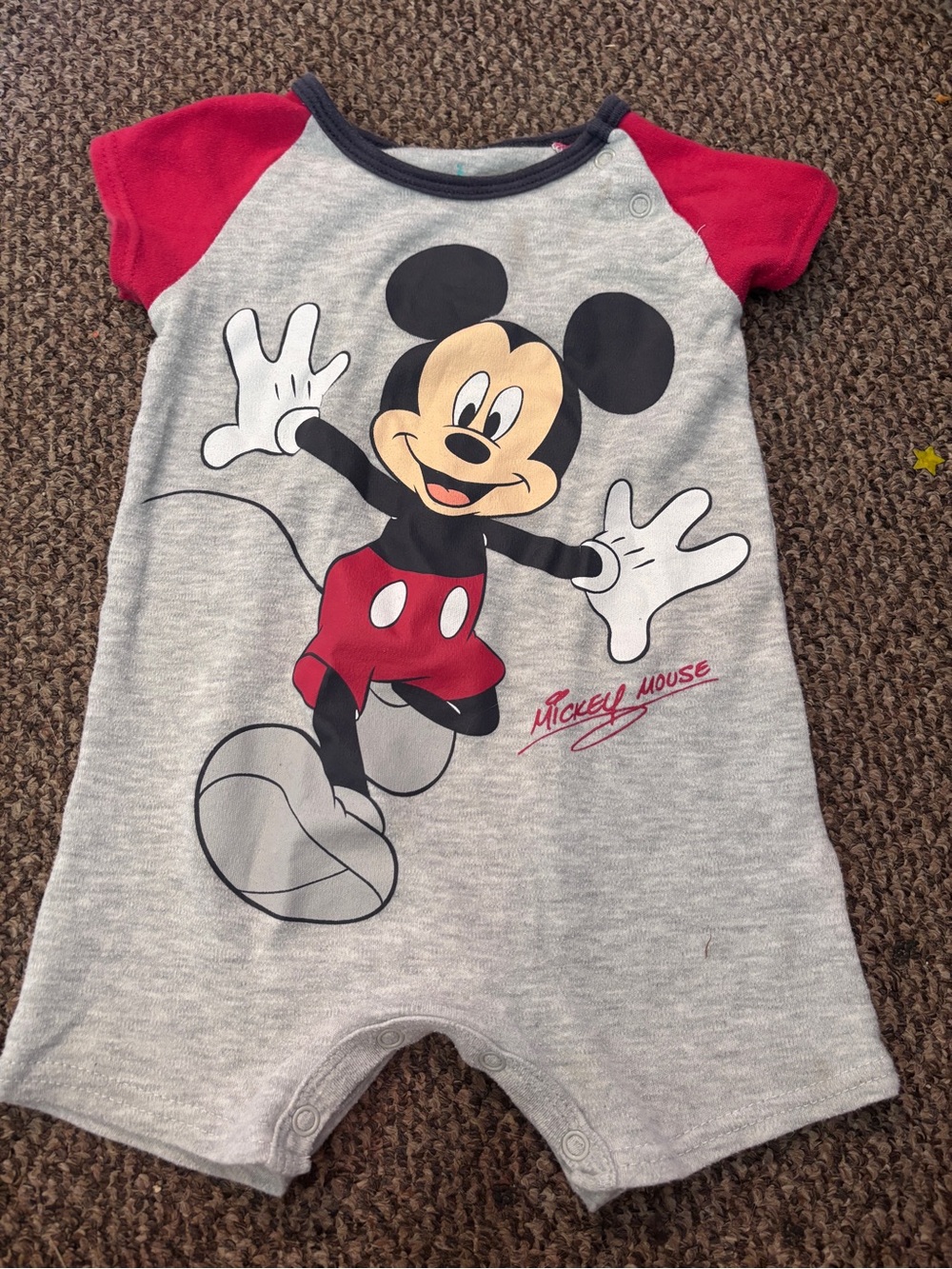 Disney Mickey Mouse Gray & Red Short-Sleeve One-Piece